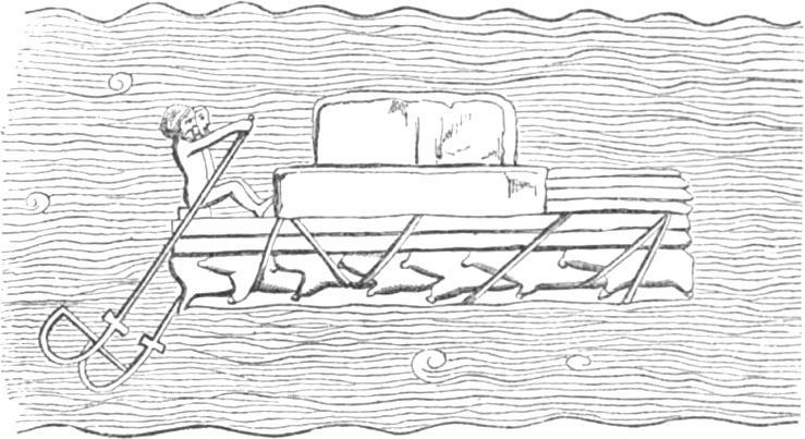 Assyrisches Floß aus aufgeblasenen Häuten
