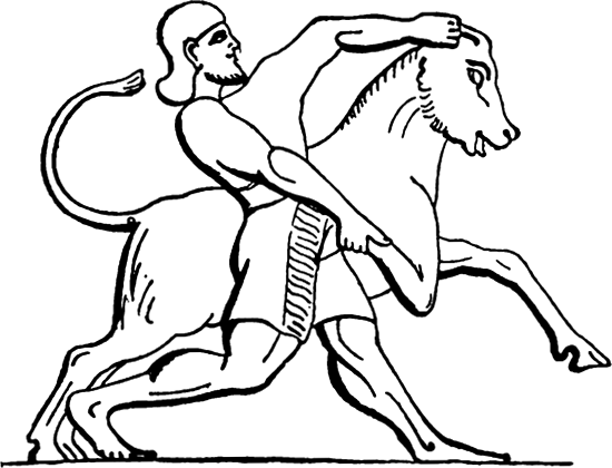 Assyrer, einen wilden Gänserich bändigend
